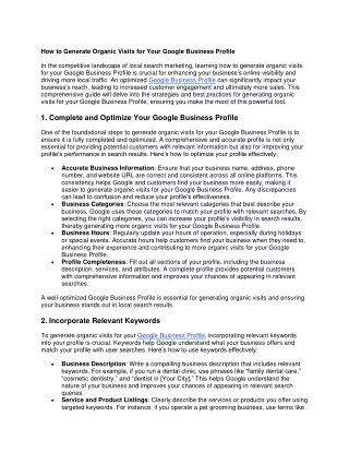 How to Generate Organic Visits for Your Google Business Profile