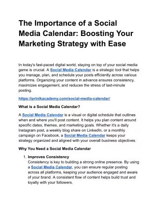 The Importance of a Social Media Calendar: Boosting Your Marketing Strategy