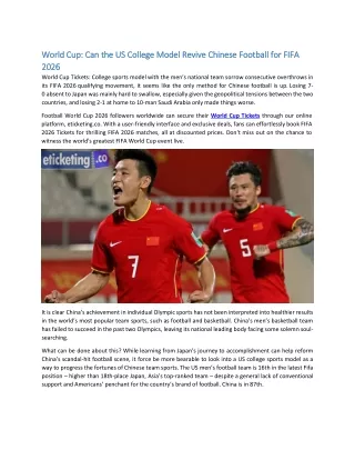 World Cup Can the US College Model Revive Chinese Football for FIFA 2026
