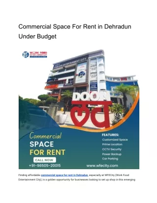 Commercial Space For Rent in Dehradun Under Budget