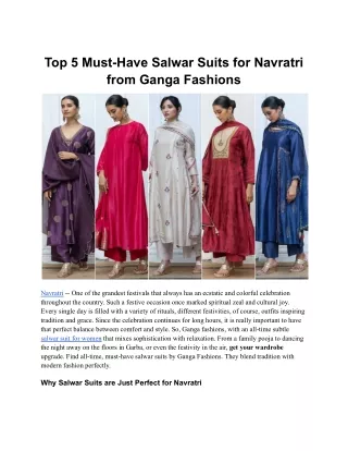 Top 5 Must-Have Salwar Suits for Navratri | Ganga Fashions