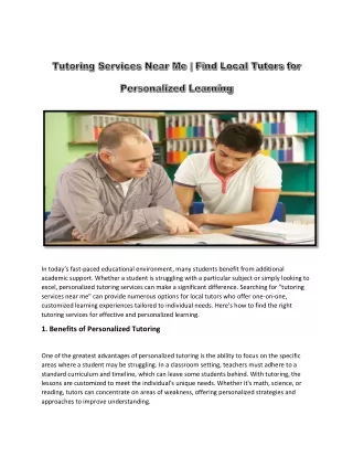 Tutoring Services Near Me  Find Local Tutors for Personalized Learning