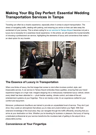 Making Your Big Day Perfect Essential Wedding Transportation Services in Tampa