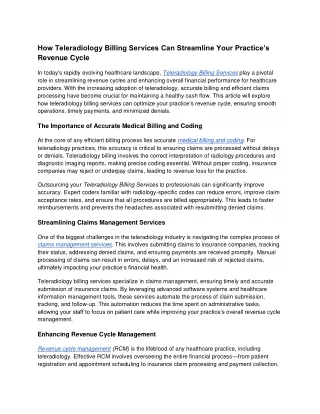 Teleradiology Billing Services