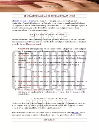 El Encanto del Anillo de Oro Blanco para Mujer
