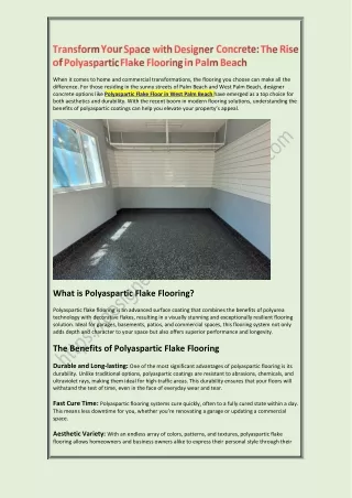 Transform Your Space with Designer Concrete The Rise of Polyaspartic Flake Flooring in Palm Beach