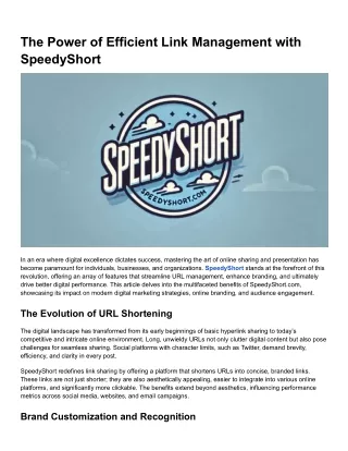 The Power of Efficient Link Management with SpeedyShort