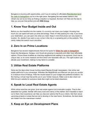Residential land for sale in bangalore