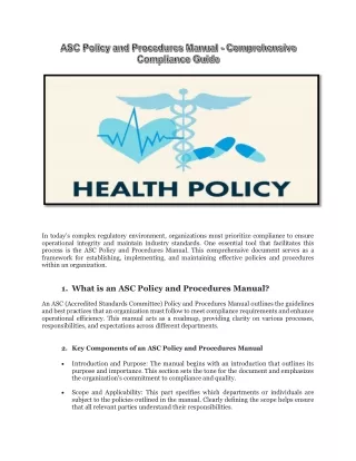ASC Policy and Procedures Manual - Comprehensive Compliance Guide