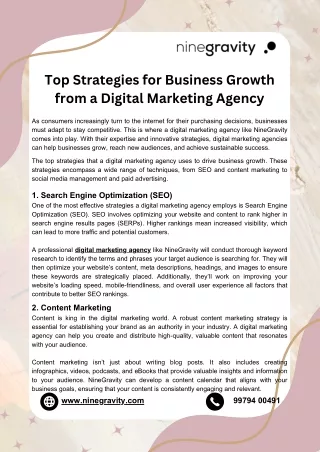 Top Strategies for Business Growth from a Digital Marketing Agency