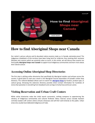 How to find Aboriginal Shops near Canada