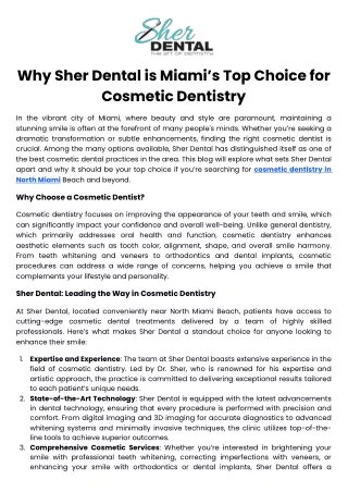 Why Sher Dental is Miami’s Top Choice for Cosmetic Dentistry