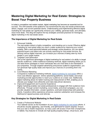 Mastering Digital Marketing for Real Estate