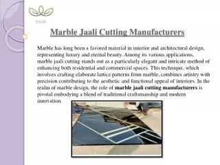 Marble Jaali Cutting Manufacturers: Artistry and Precision in Architectural Desi