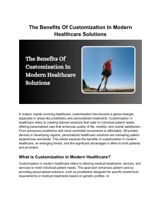The Benefits Of Customization In Modern Healthcare Solutions