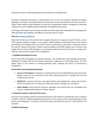 Serverless Functions Streamlining Application Development and Deployment