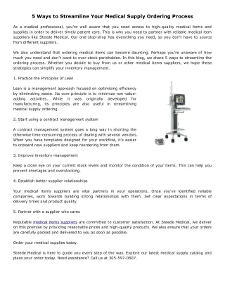 5 Ways to Streamline Your Medical Supply Ordering Process