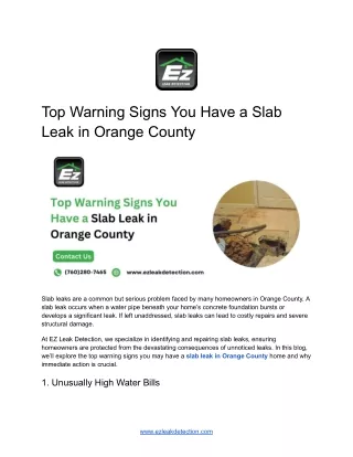 Top Warning Signs You Have a Slab Leak in Orange County