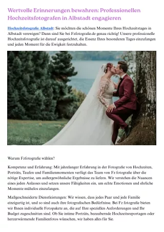 Hochzeitsfotografie Albstadt