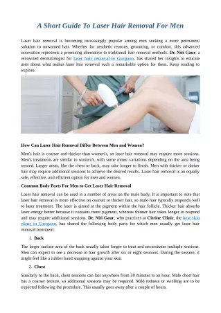 A Short Guide To Laser Hair Removal For Men