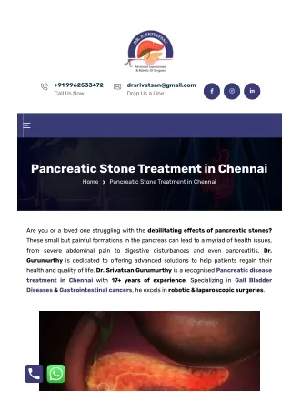 Pancreatic Stone Treatment in Chennai