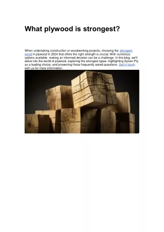 What Plywood is strongest?