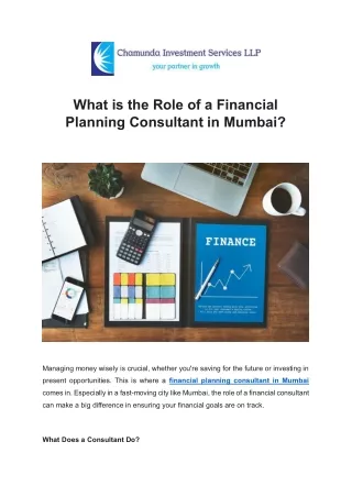 What is the Role of a Financial Planning Consultant in Mumbai