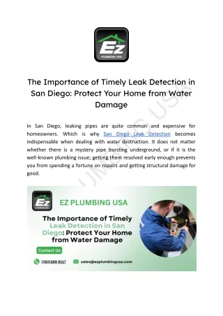 The Importance of Timely Leak Detection in San Diego_ Protect Your Home from Water Damage