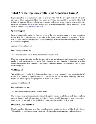 What Are the Top Issues with Legal Separation Forms
