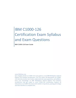 IBM C1000-126 Certification Exam Syllabus and Exam Questions