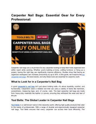 Best Carpenter Nail Bags for Professionals in 2024 | Tool Belts