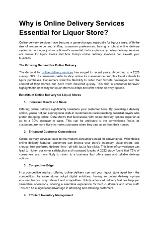 Why is Online Delivery Services Essential for Liquor Store_