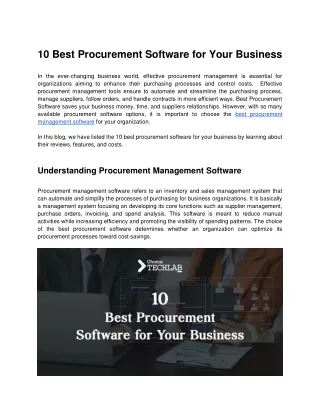 10 Best Procurement Software for Your Business