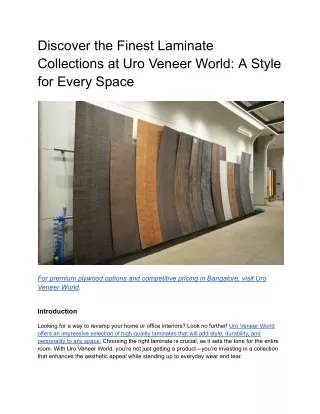 Discover the Finest Laminate Collections at Uro Veneer World_ A Style for Every Space