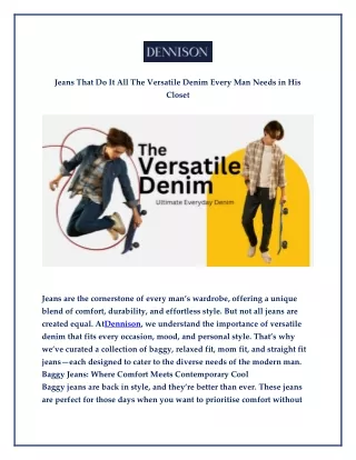 Jeans That Do It All The Versatile Denim Every Man Needs in His Closet