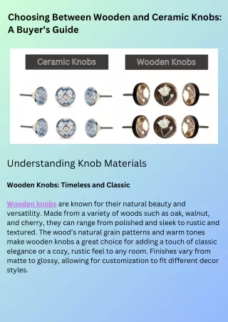 Choosing Between Wooden and Ceramic Knobs A Buyer’s Guide