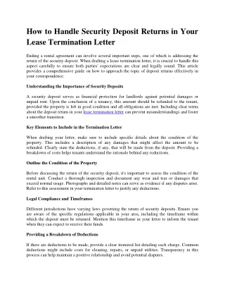 How to Handle Security Deposit Returns in Your Lease Termination Letter