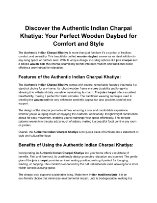 Discover the Authentic Indian Charpai Khatiya_ Your Perfect Wooden Daybed for Comfort and Style
