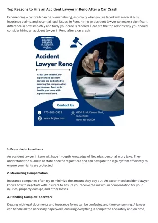 Top Reasons to Hire an Accident Lawyer in Reno After a Car Crash