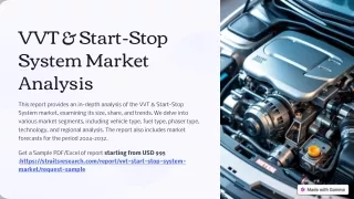 VVT & Start-Stop System Market Share by segments,region & players till 2032