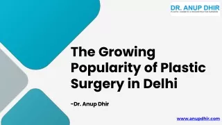 The Growing Popularity of Plastic Surgery in Delhi- Dr. Anup Dhir