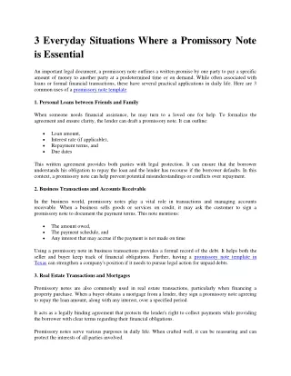 3 Everyday Situations Where a Promissory Note is Essential