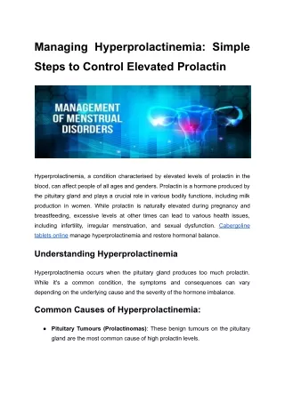 Managing Hyperprolactinemia_ Simple Steps to Control Elevated Prolactin