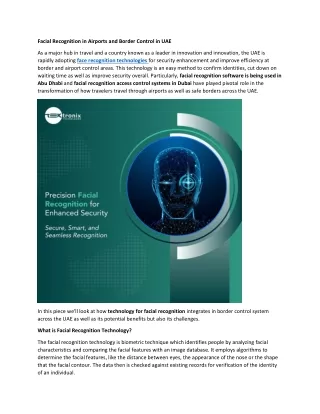 Facial Recognition in Airports and Border Control in UAE