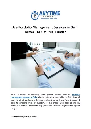 Are Portfolio Management Services in Delhi Better Than Mutual Funds