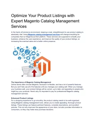 Optimize Your Product Listings with Expert Magento Catalog Management Services