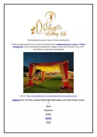 Top Wedding Decorators in Ajmer | Dream Wedding Hub