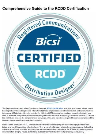 Comprehensive Guide to the RCDD Certification