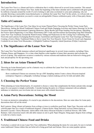 Celebrate the Lunar New Year with a Memorable Asian-themed Party
