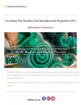 Unveiling The Healing And Metaphysical Properties Of A Malachite Gemstone
